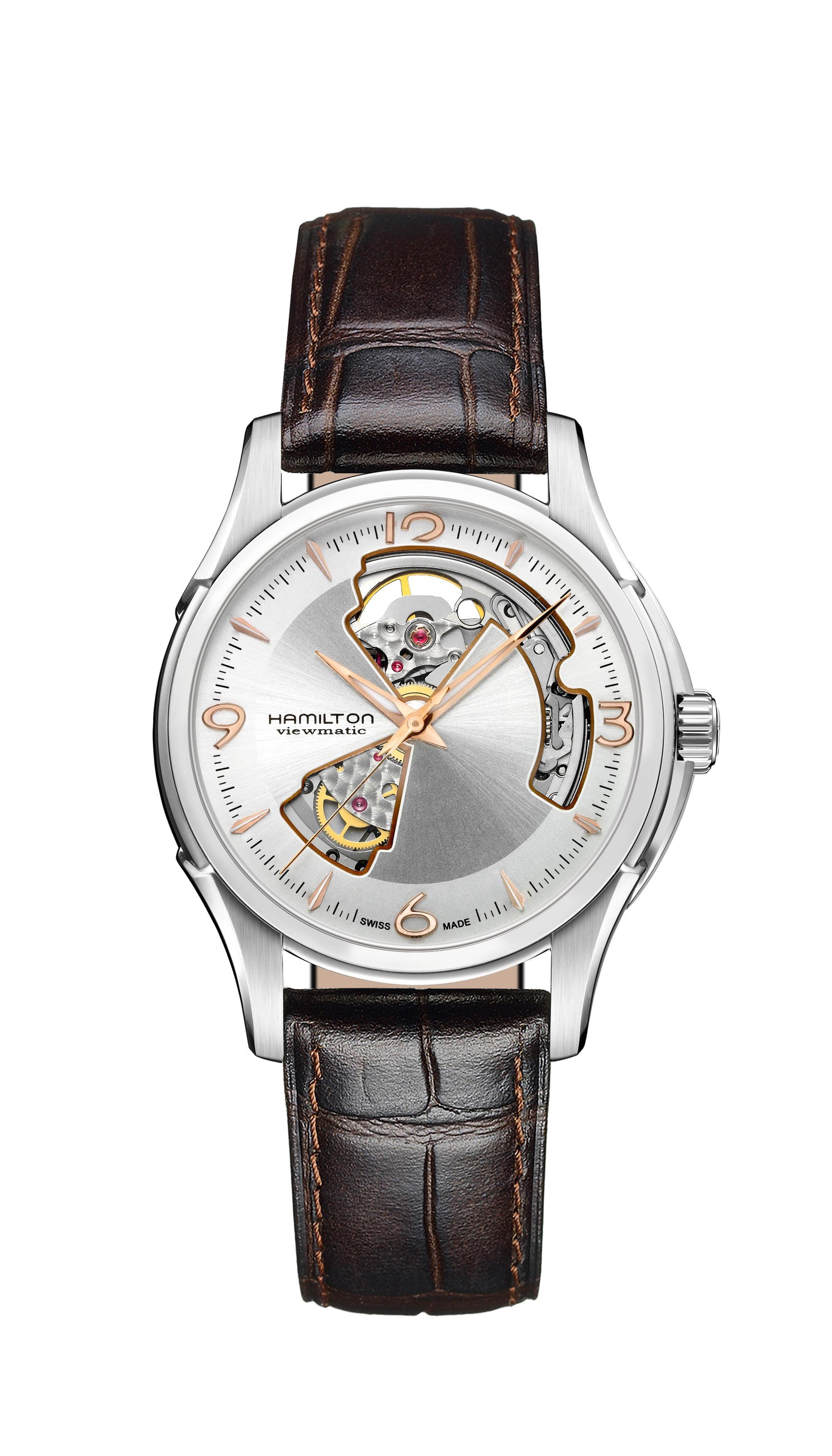 OROLOGIO HAMILTON JAZZMASTER OPEN HEART AUTO 40 MM SILVER/ORO ROSA - H32565555