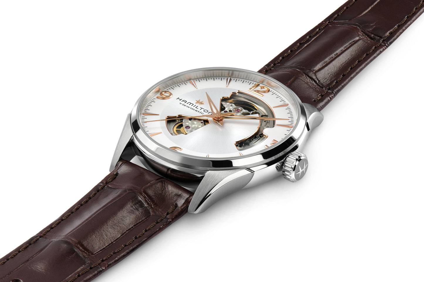 OROLOGIO HAMILTON JAZZMASTER VIEWMATIC OPEN HEART AUTO 42 MM SILVER/PVD ORO - H32705551