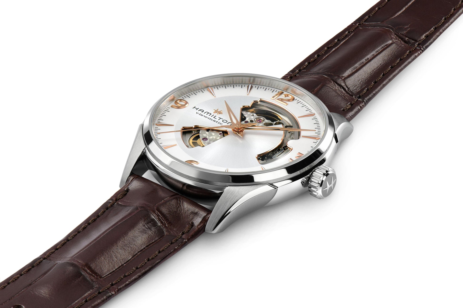 OROLOGIO HAMILTON JAZZMASTER VIEWMATIC OPEN HEART AUTO 42 MM SILVER/PVD ORO - H32705551