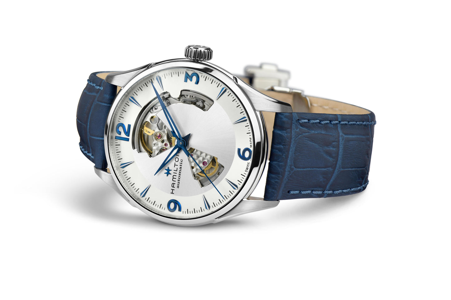 OROLOGIO HAMILTON JAZZMASTER OPEN HEART AUTO 42 MM BIANCO/BLU - H32705651