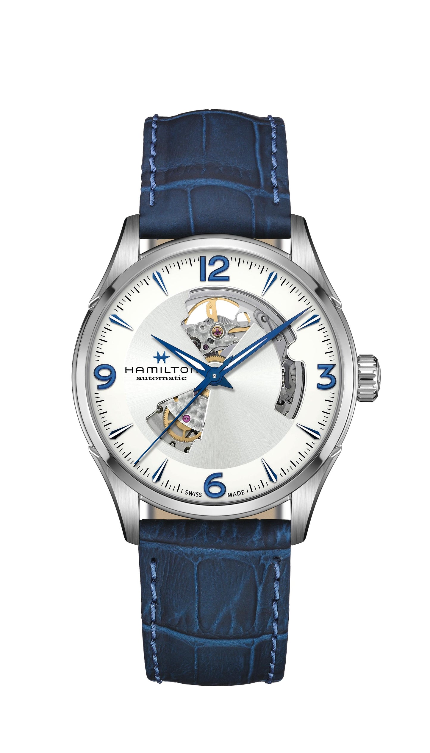 OROLOGIO HAMILTON JAZZMASTER OPEN HEART AUTO 42 MM BIANCO/BLU - H32705651