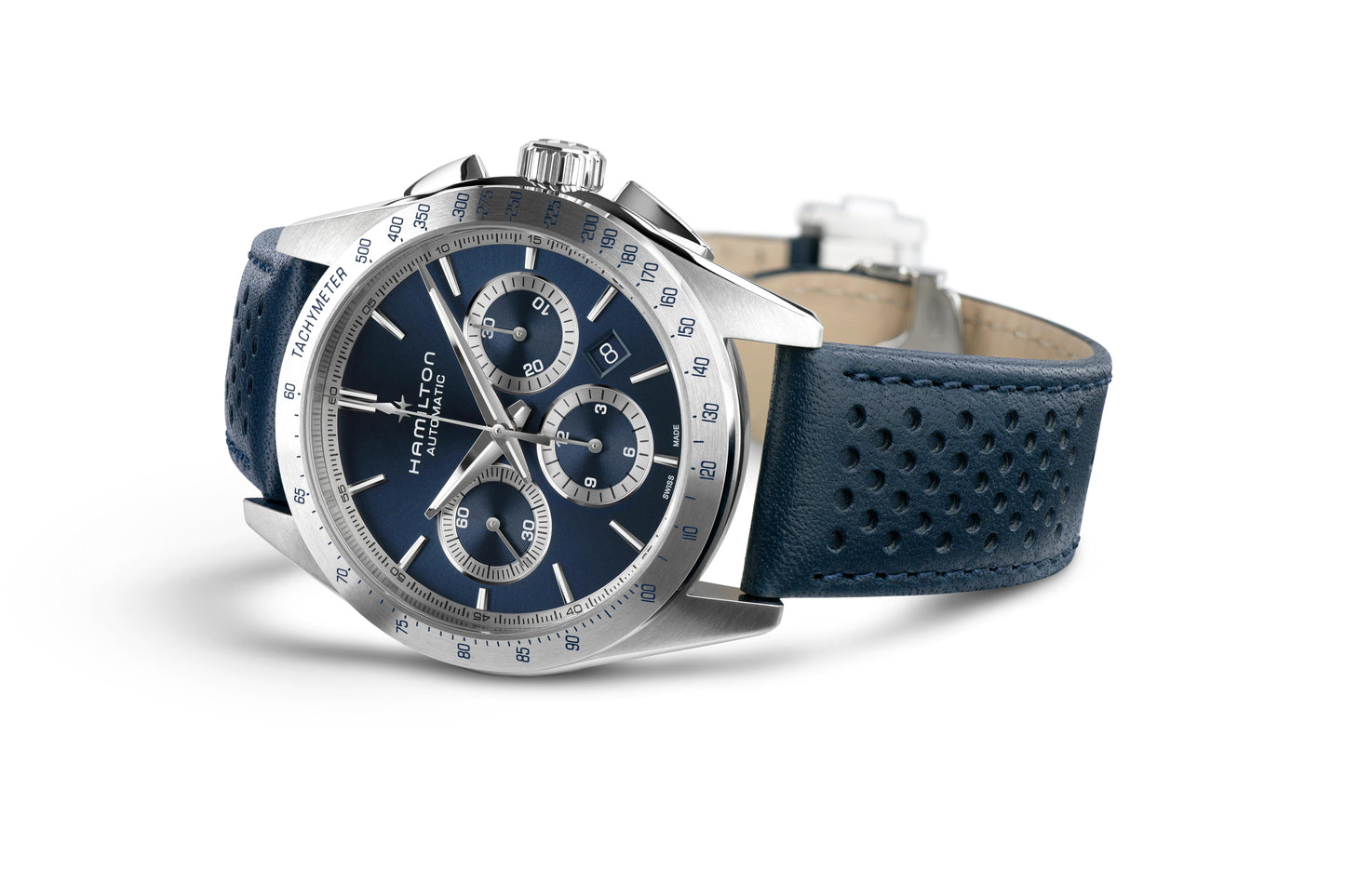 OROLOGIO HAMILTON JAZZMASTER PERFORMER AUTO CHRONO 42 MM BLU/SILVER - H36616640