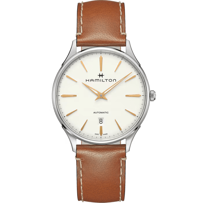 Orologio Hamilton Jazzmaster Thinline Auto 40 mm Quadrante Bianco/Pvd Oro