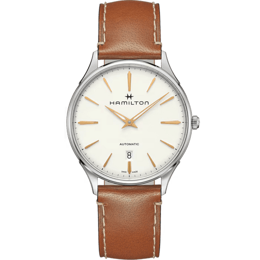 Orologio Hamilton Jazzmaster Thinline Auto 40 mm Quadrante Bianco/Pvd Oro