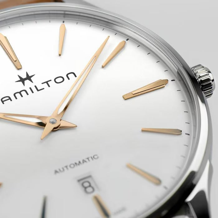 Orologio Hamilton Jazzmaster Thinline Auto 40 mm Quadrante Bianco/Pvd Oro