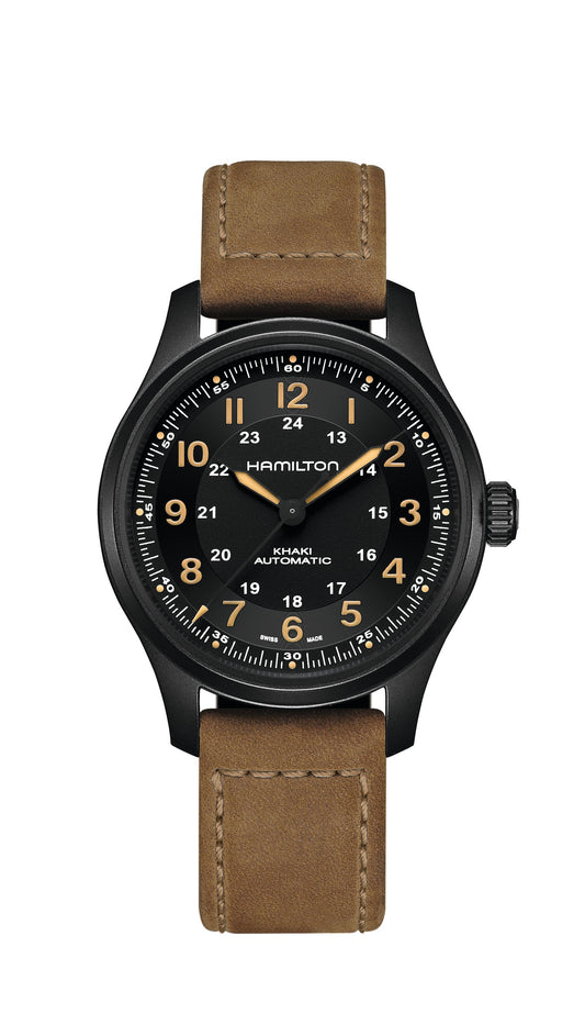 Orologio Hamilton Khaki Field Titanium Automatico 42 mm Titanio Nero