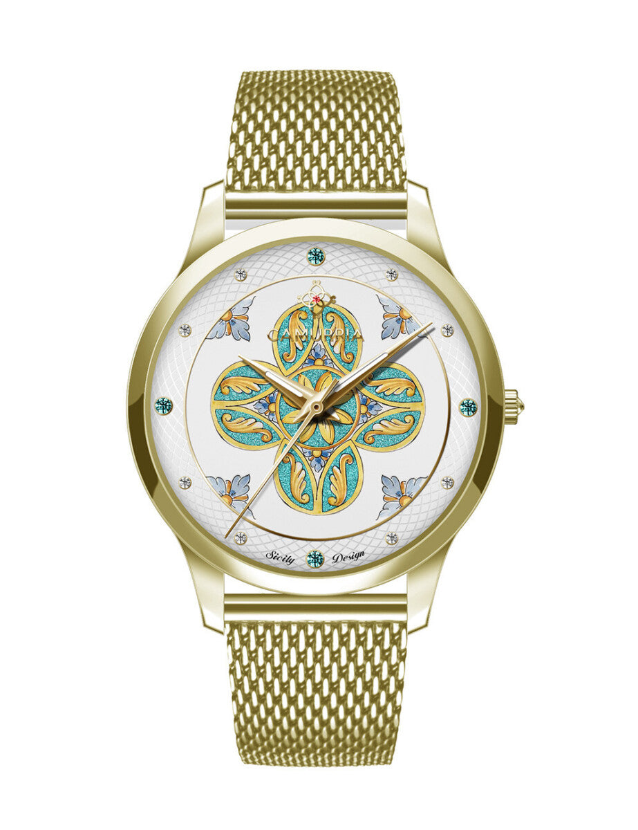 Orologio Camurria A Furtuna 37 mm Pvd Oro Braccialato Maglia Milanese