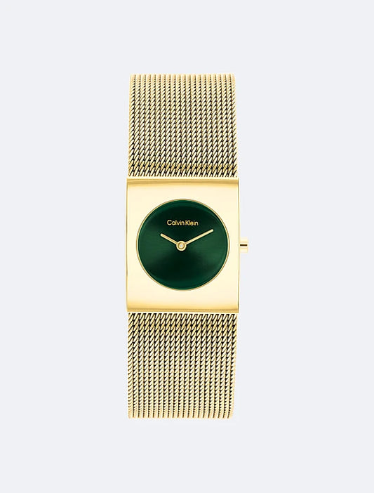 Orologio Calvin Klein Pulse Lady 21 Mm Acciaio Pvd Oro Braccialato Maglia Milano