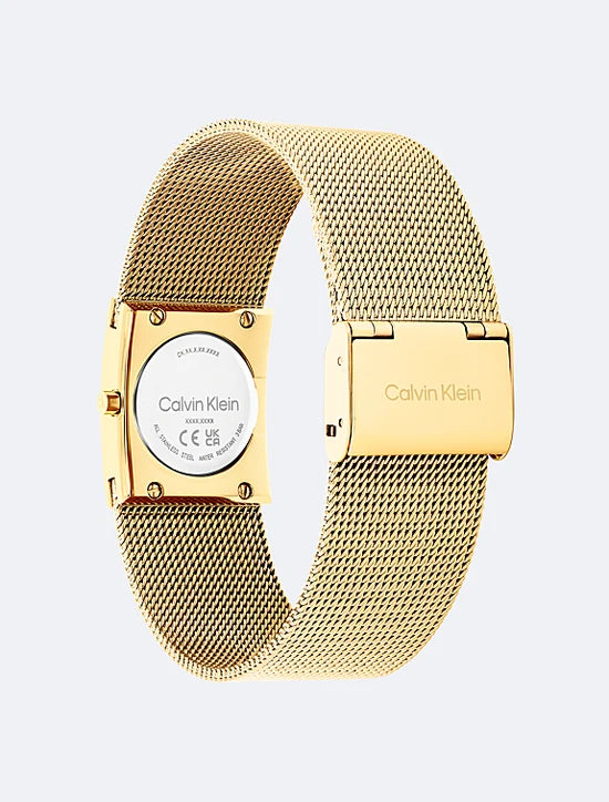 Orologio Calvin Klein Pulse Lady 21 Mm Acciaio Pvd Oro Braccialato Maglia Milano