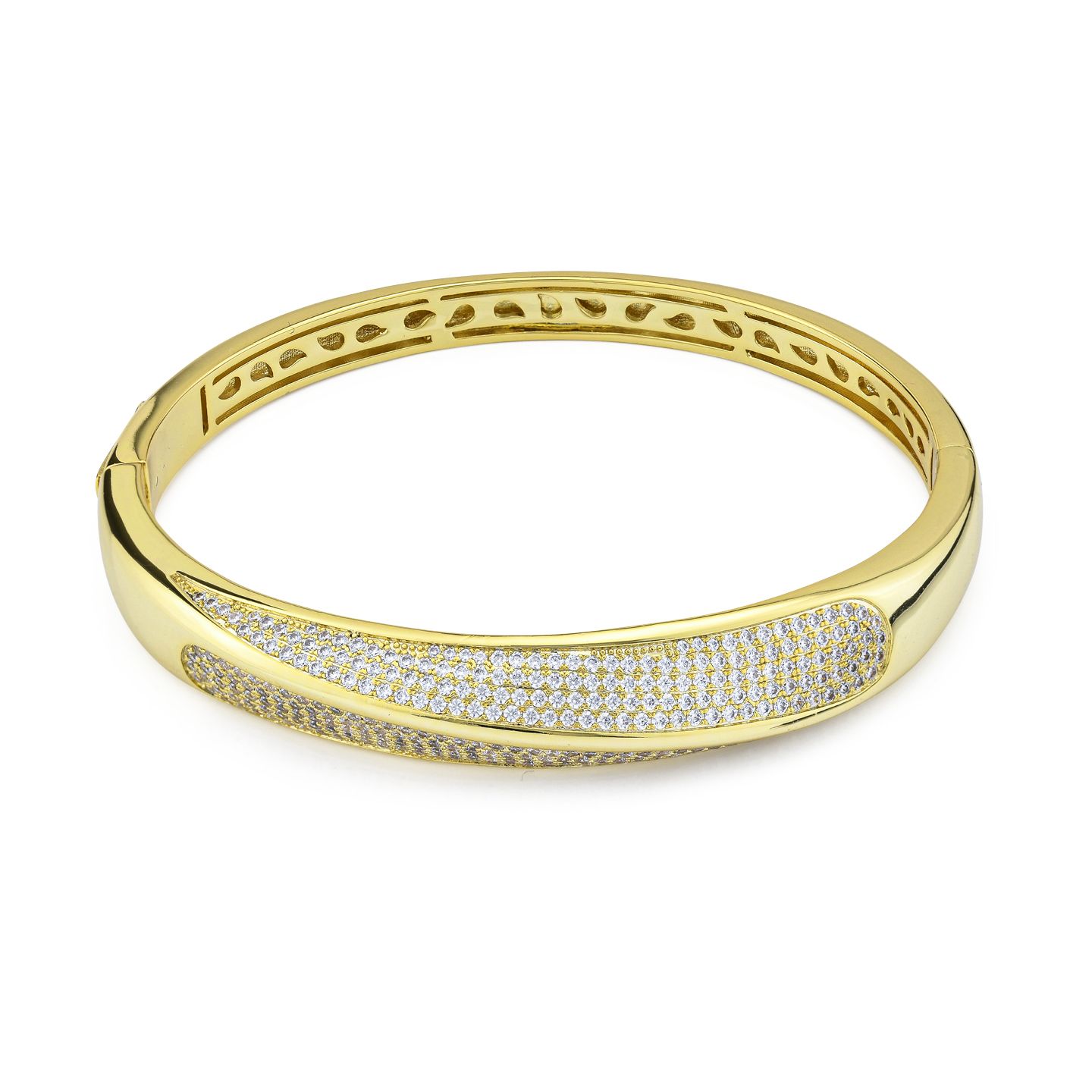 Bracciale Rigido Boccadamo Mediterranea Caleida Bronzo Pvd Oro Torchon Di Cristalli