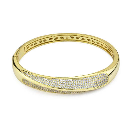 Bracciale Rigido Boccadamo Mediterranea Caleida Bronzo Pvd Oro Torchon Di Cristalli