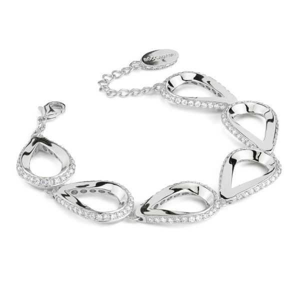 Bracciale Boccadamo Mediterranea Caleida Bronzo Pvd Oro 6 Elementi Goccia Traforati con Cristalli