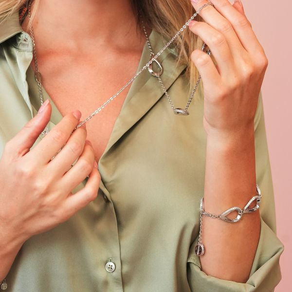 Bracciale Boccadamo Mediterranea Caleida Bronzo Pvd Oro 6 Elementi Goccia Traforati con Cristalli