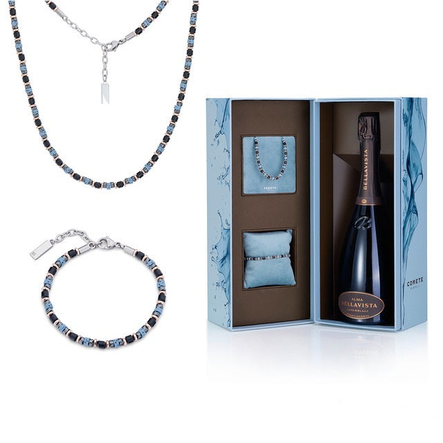 Box Uomo Comete Regalo Divino Bracciale Collana Bottiglia Bellavista