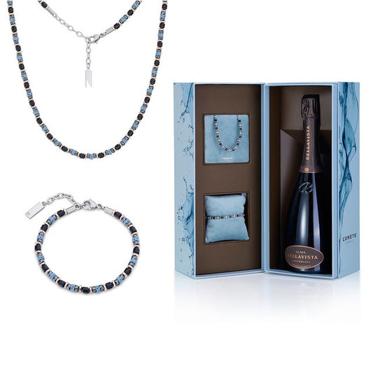 Box Uomo Comete Regalo Divino Bracciale Collana Bottiglia Bellavista