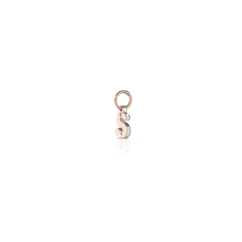 Ciondoli Lebebé Lockyourlove Lettera S Oro Rosa 9 Kt e Argento Cordino Bianco