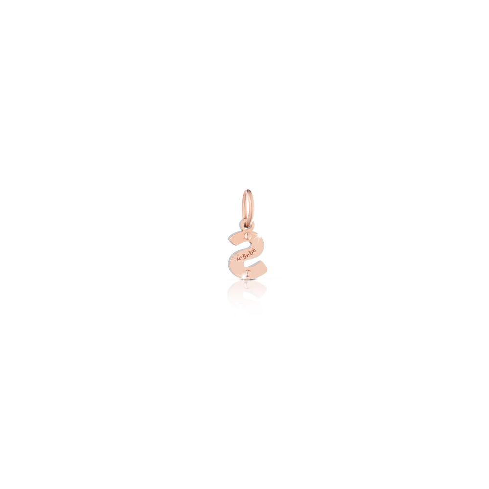 Ciondoli Lebebé Lockyourlove Lettera S Oro Rosa 9 Kt e Argento Cordino Bianco