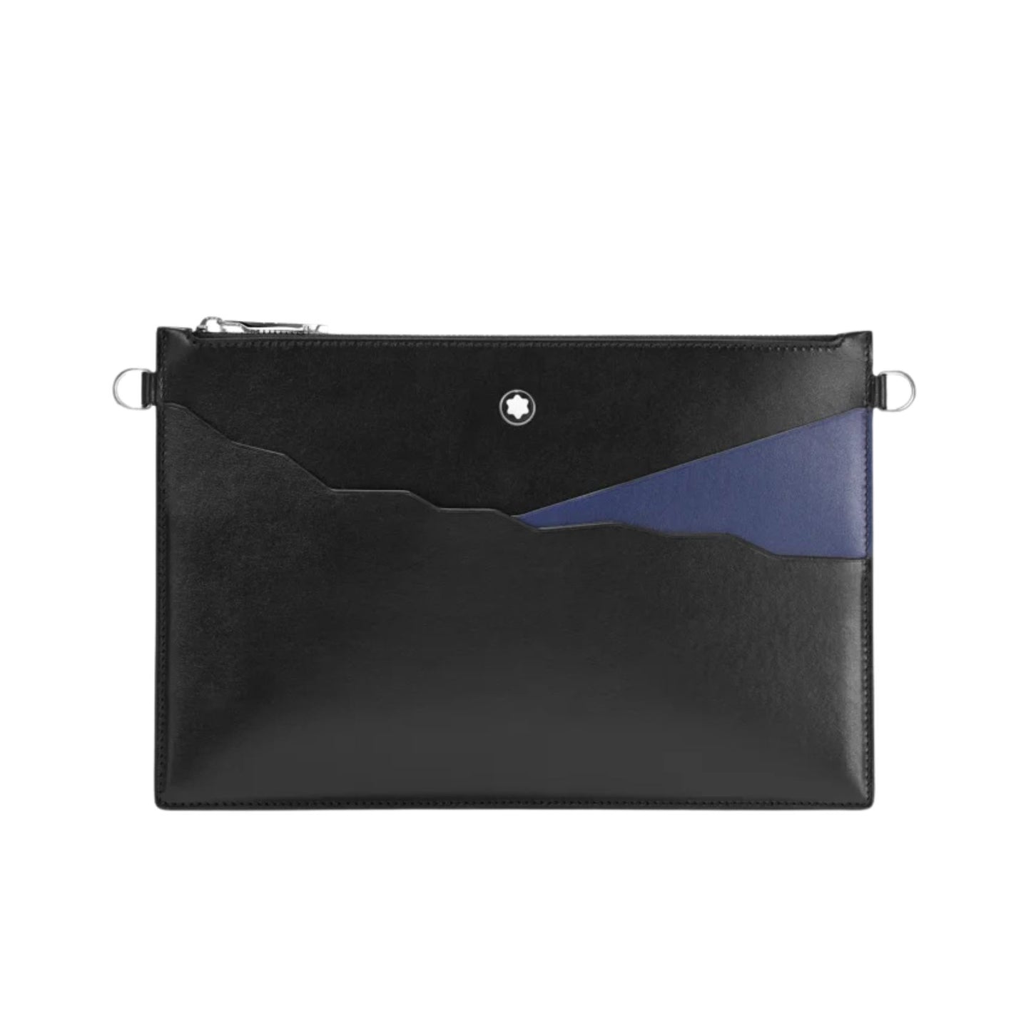 Pochette Montblanc Meisterstuck Pouch Pelle Nera Inserto Blu