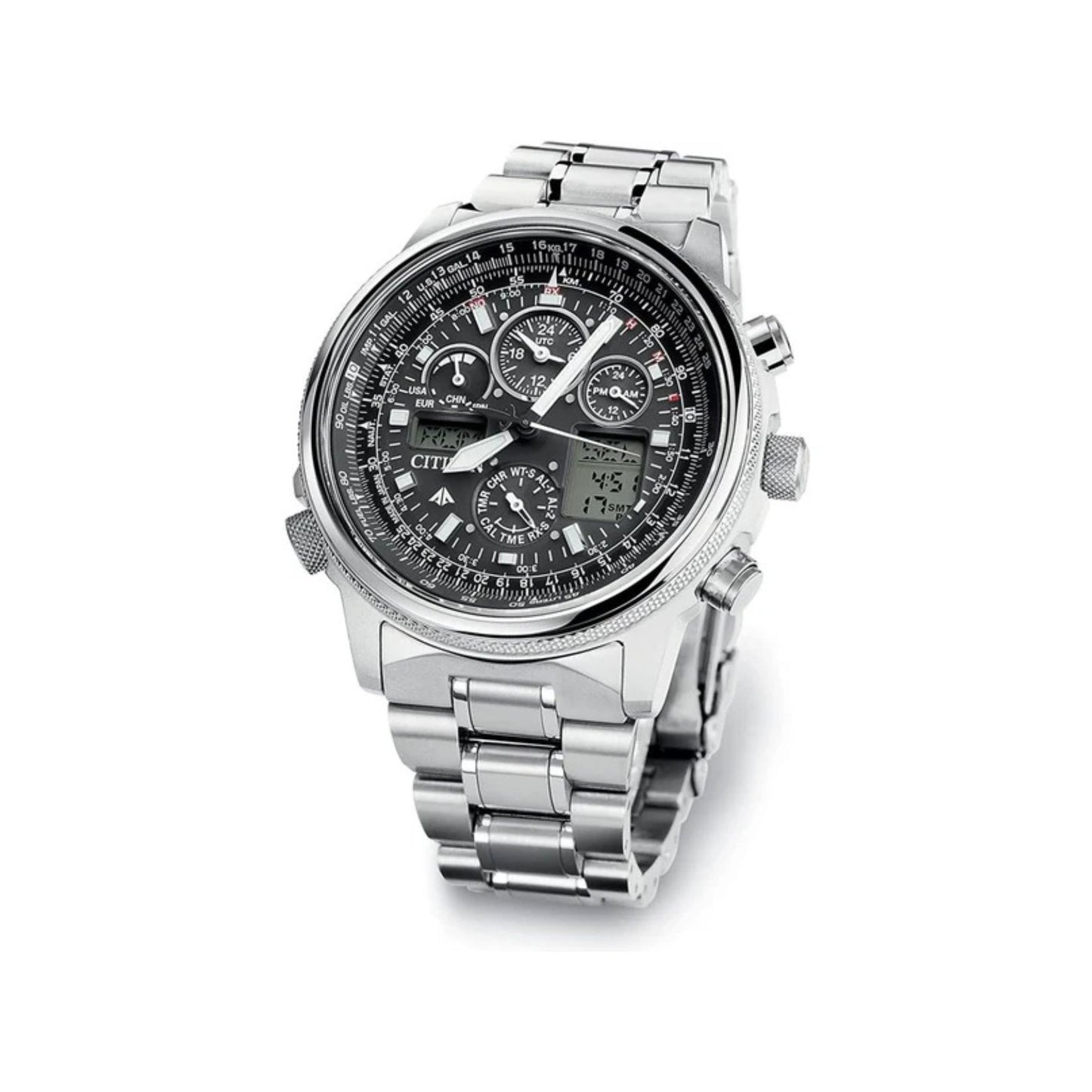 Orologio Citizen Crono Super Pilot Eco-Drive Radio-Controlled Titanio Braccialato Nero