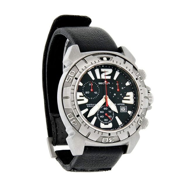 Orologio Sector Diver Chrono 44 mm Acciaio Cinturino Pelle Nera