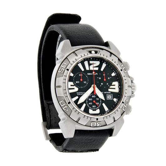 Orologio Sector Diver Chrono 44 mm Acciaio Cinturino Pelle Nera
