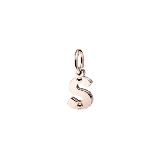 Ciondoli Lebebé Lockyourlove Lettera S Oro Rosa 9 Kt e Argento Cordino Bianco