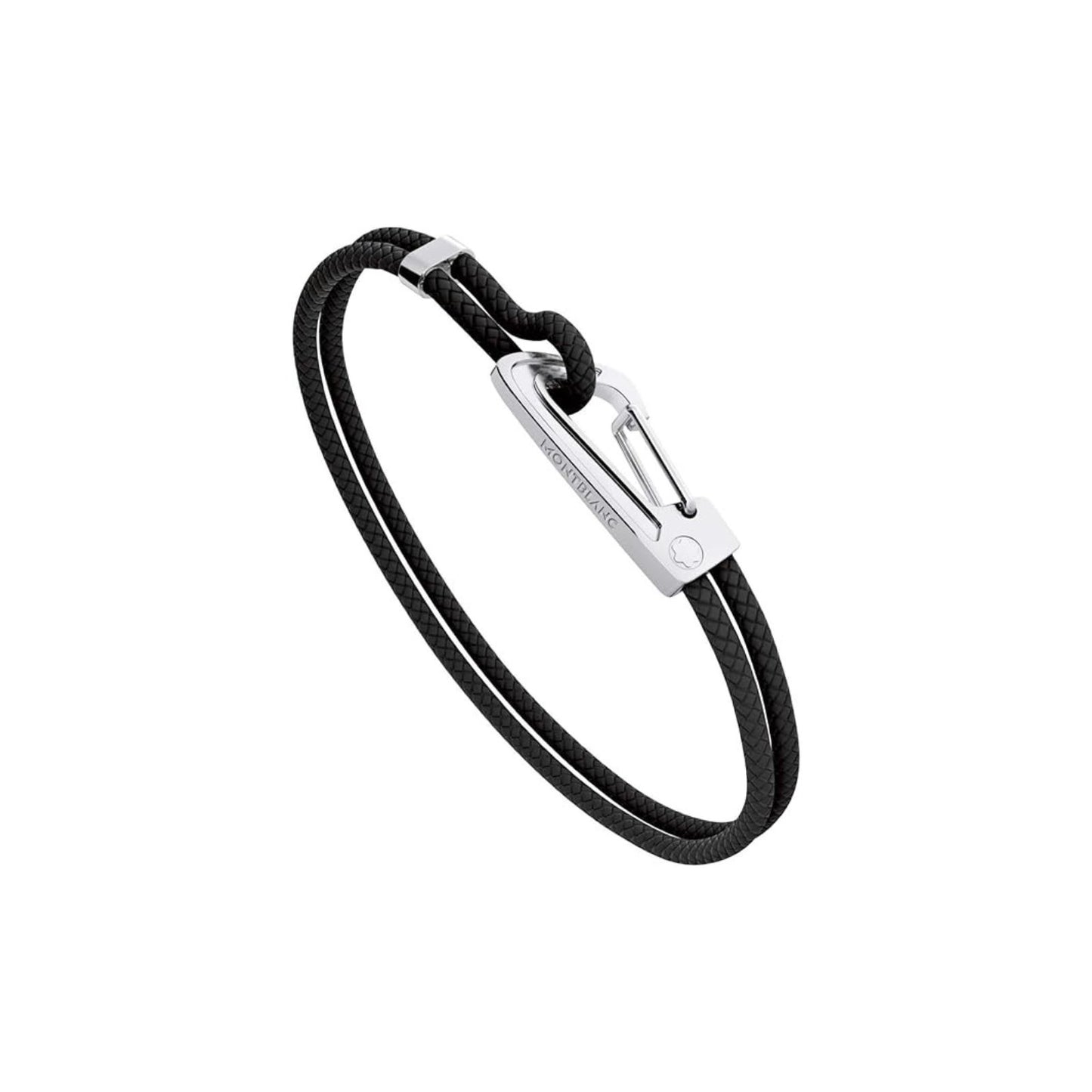 Bracciale Montblanc Mens Accessoires Pelle Nera Chiusura Acciaio