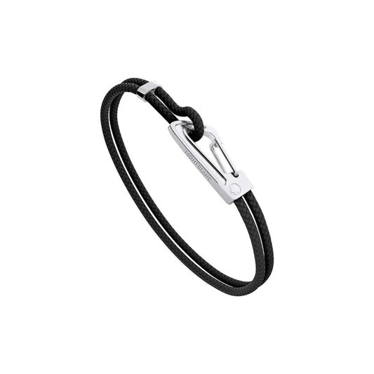 Bracciale Montblanc Mens Accessoires Pelle Nera Chiusura Acciaio