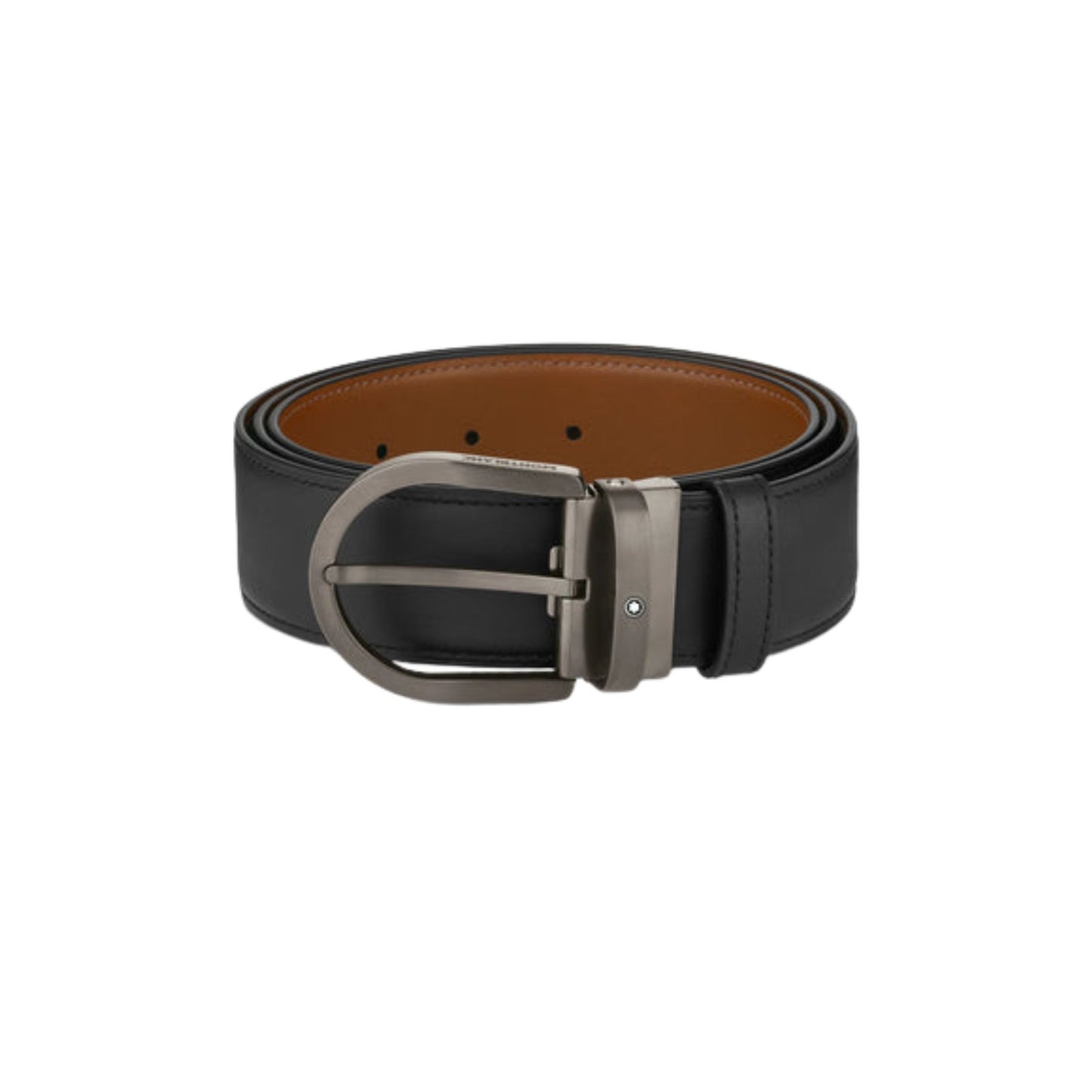 Cinture Montblanc Belt-Horseshoe Cintura Pelle Reversibile Nera / Marrone