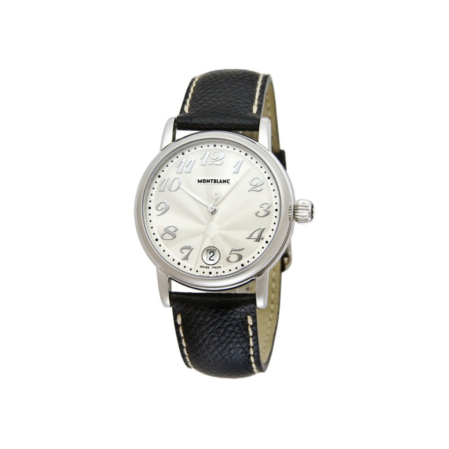 Orologio Montblanc Star 4810 Steel Acciaio Pelle Nera Quadrante Silver