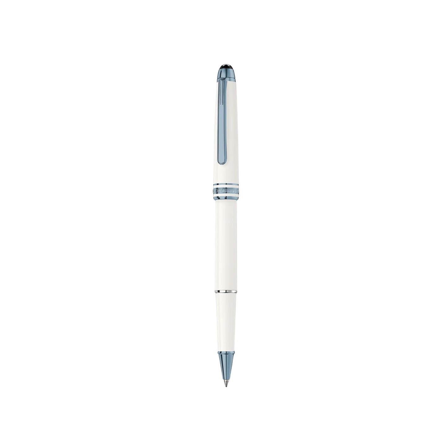 Penna Roller Montblanc Meisterstuck Glacier Resina Bianca Finiture Azzurro