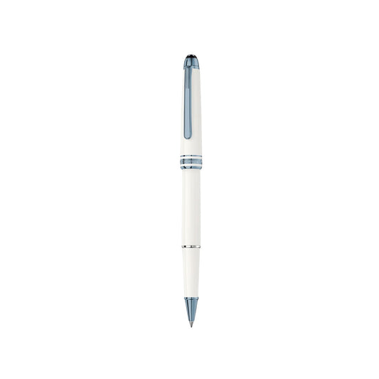 Penna Roller Montblanc Meisterstuck Glacier Resina Bianca Finiture Azzurro