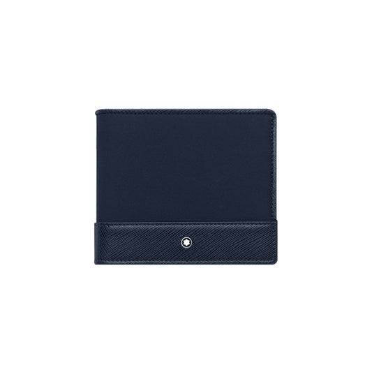 Portafogli Montblanc Sartorial Portafoglio 4 Scomparti Pelle e Tessuto Blu