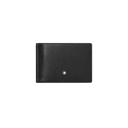 Portafogli Montblanc Soft Grain Portafoglio 6 Scomparti Fermasoldi Pelle Nero