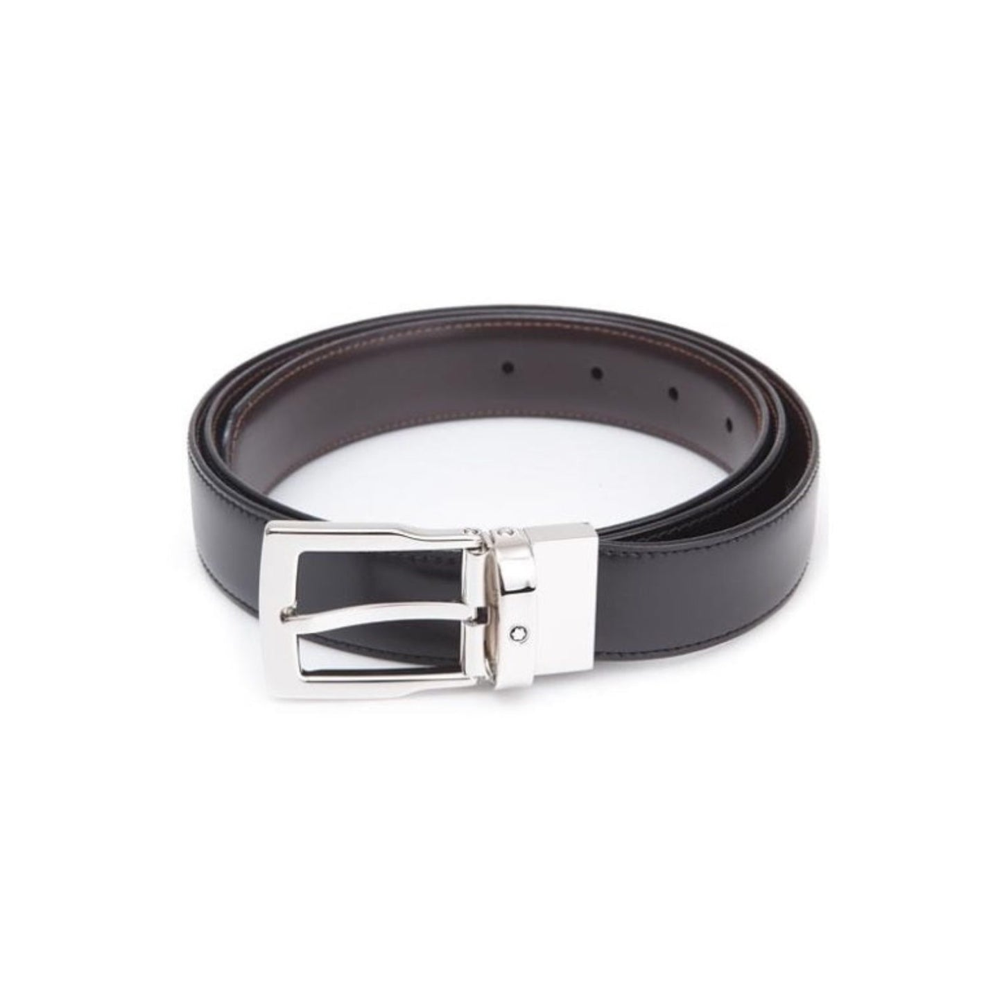 Cinture Montblanc Belt Cintura Reversibile Pelle Nera / Marrone