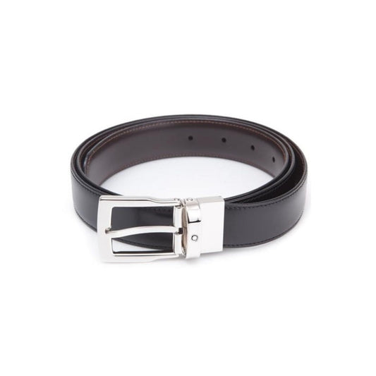 Cinture Montblanc Belt Cintura Reversibile Pelle Nera / Marrone