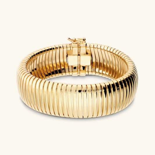 Bracciale Etrusca Lega Golden Placcata Oro 18 kt Maglia Tubogas