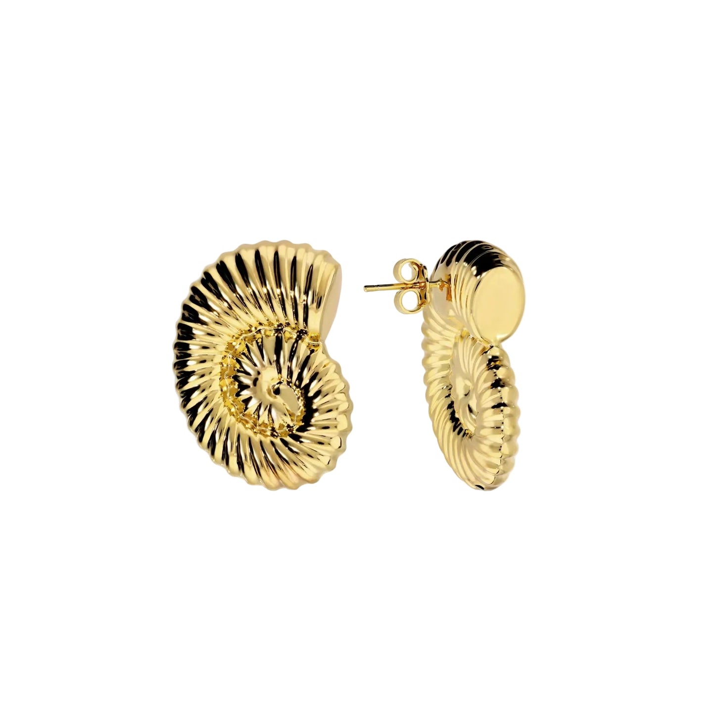 Orecchini Etrusca Gioielli Lega Golden Placcata Oro 18 Kt Conchiglia Rigata