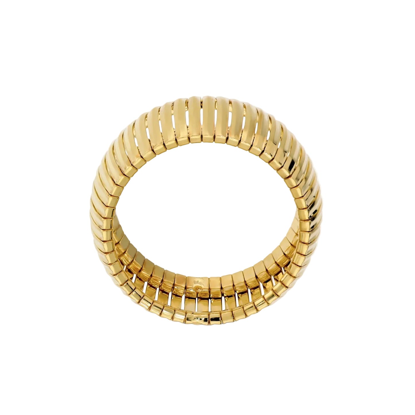 Anello a Fascia Etrusca Lega Golden Placcata Oro 18 Kt Omega Diamantato - Misura 18