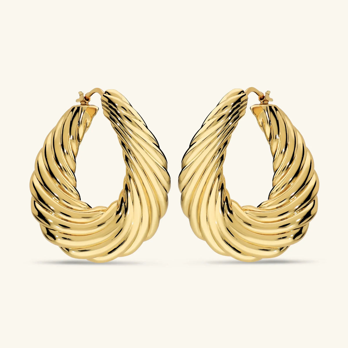 Orecchini a Cerchio Etrusca Gioielli Lega Golden Placcata Oro Righe