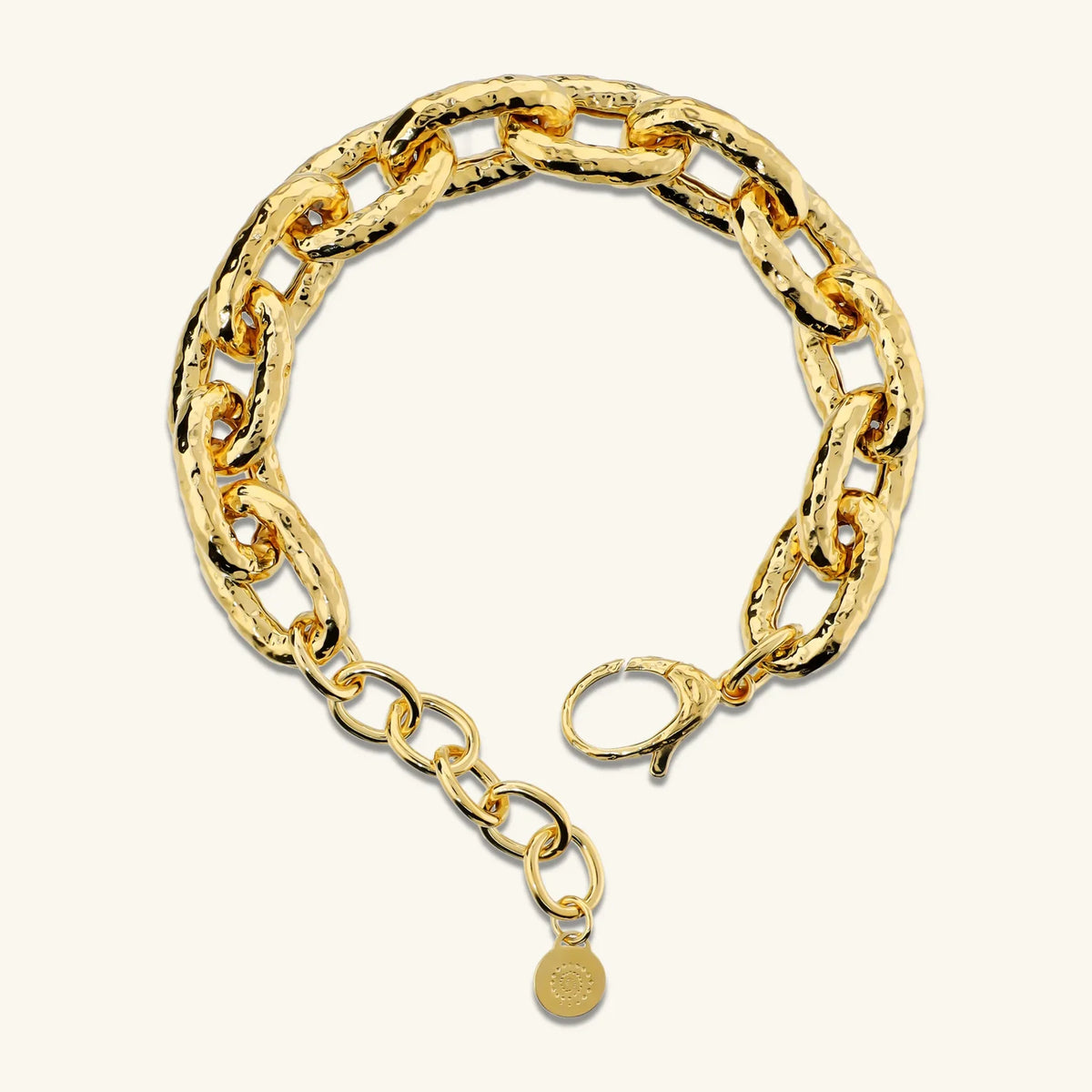 Bracciale Etrusca Gioielli Lega Golden Placcata Oro Maglie Ovali Martellate