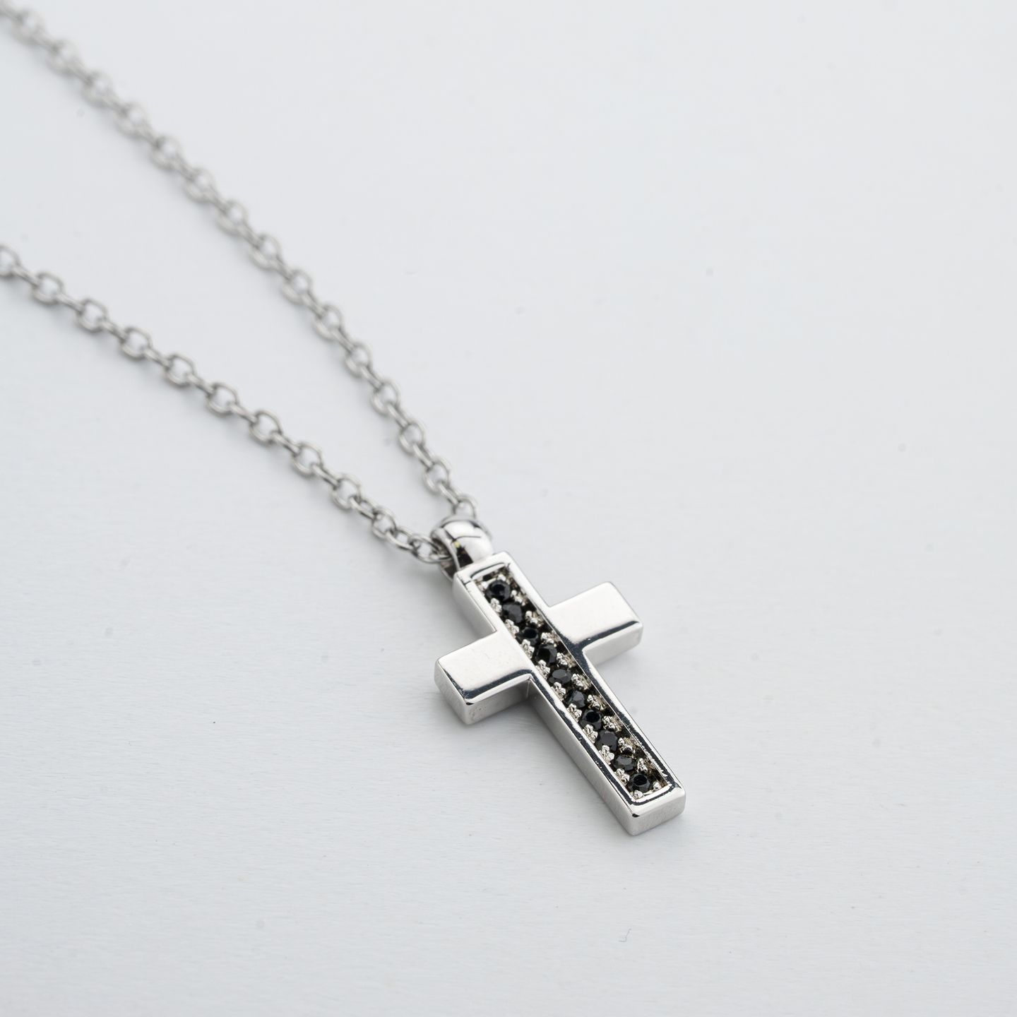 Collana Boccadamo Man Argento Pendente Croce Zirconi Neri