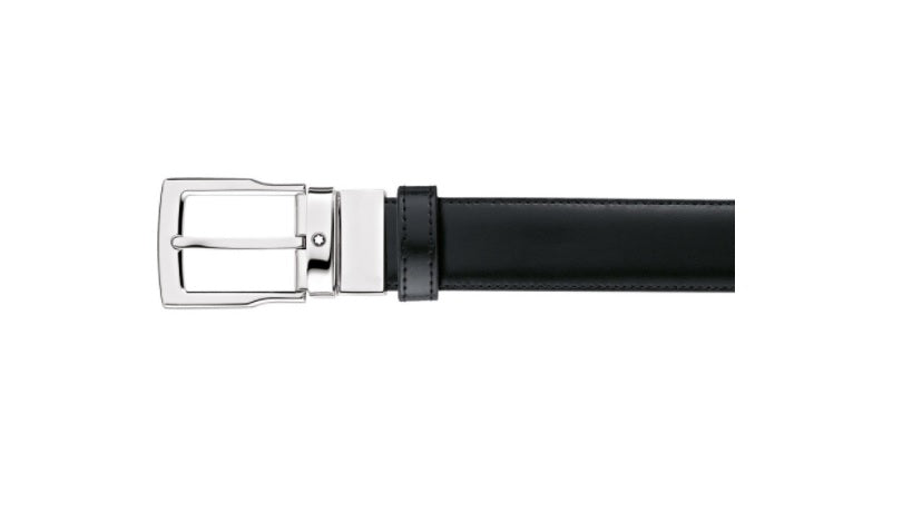 Cinture Montblanc Belt Cintura Reversibile Pelle Nera / Marrone