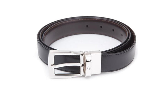 Cinture Montblanc Belt Cintura Reversibile Pelle Nera / Marrone