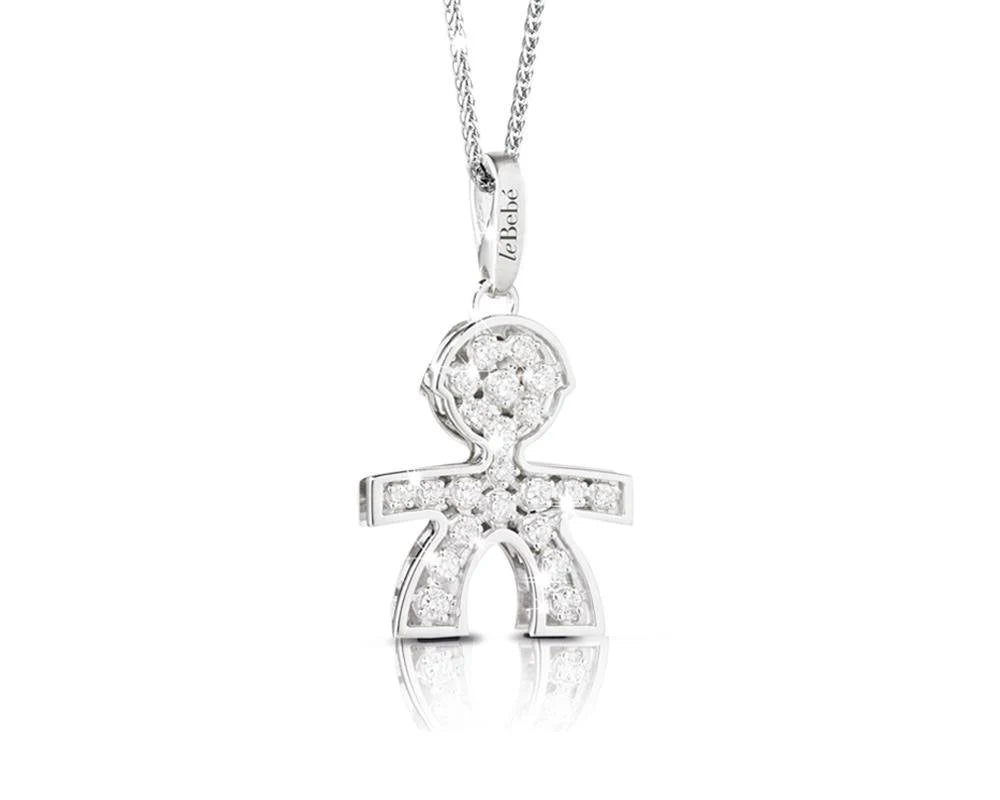 Collana Lebebé I Pavè Maschietto Grande Oro Bianco 18 Kt Pavè Diamanti