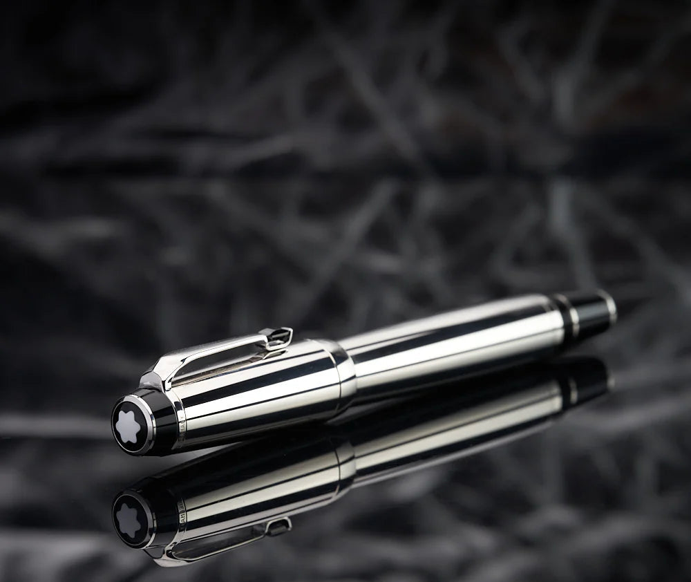 Penna Roller Montblanc Boheme Steel Argentata Cristallo Nero
