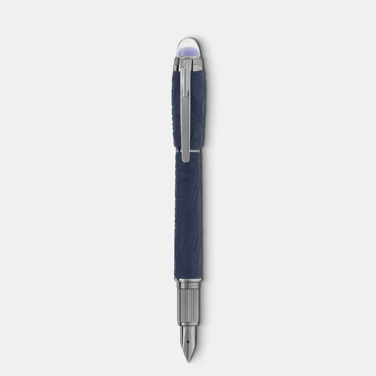Penna Stilografica Montblanc Starwalker Spaceblue Resina Lavorata Blu
