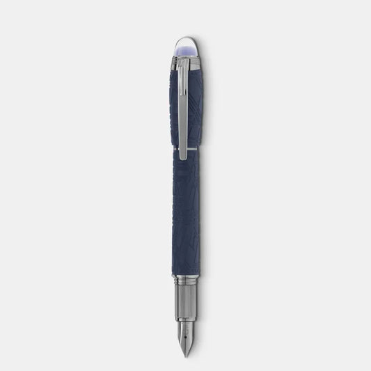 Penna Stilografica Montblanc Starwalker Spaceblue Resina Lavorata Blu