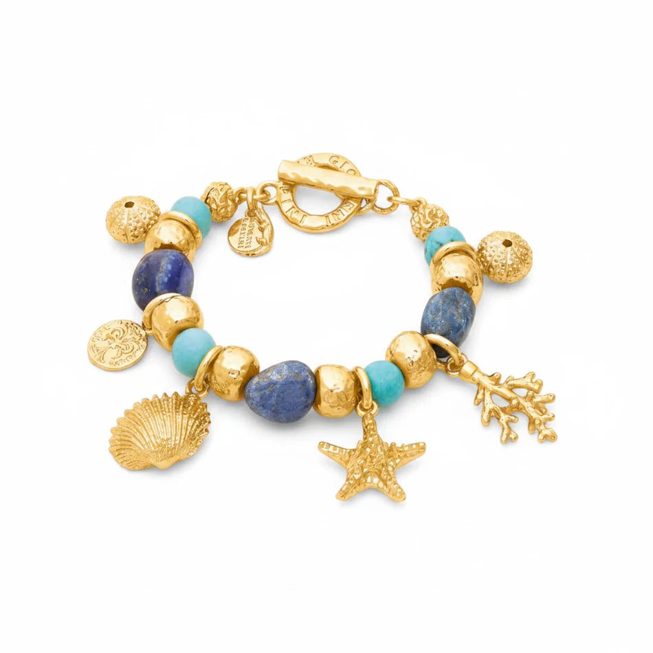 Bracciale Giovanni Raspini Nomad Grand Bleu Bronzo Bagno D'Oro 18 Kt