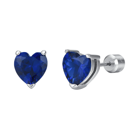 Orecchini a Lobo Luca Barra Acciaio Cristallo Blu Cuore